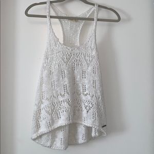 white flowy razorback high low tank
